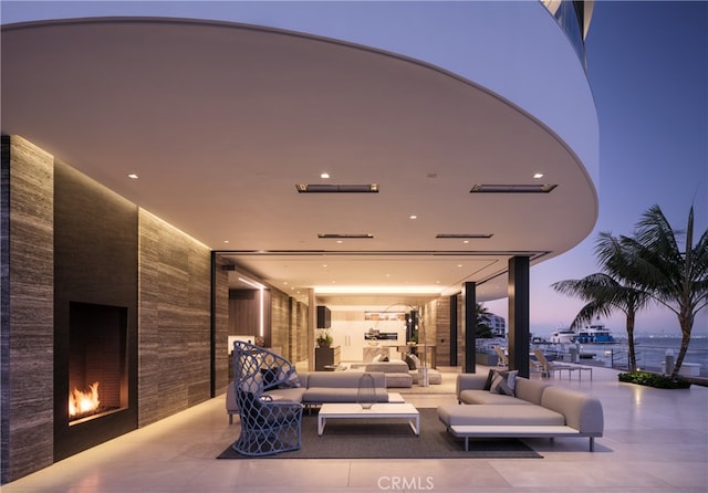 lobby with a water view