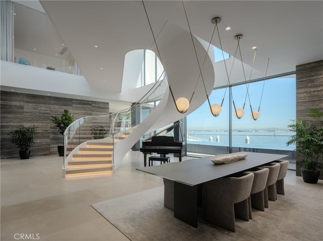 lobby with a water view