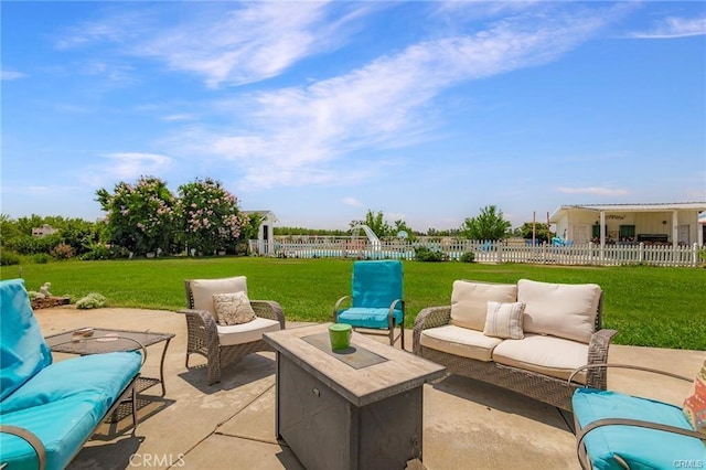 view of patio featuring an outdoor living space