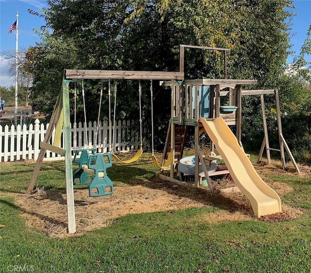 view of play area with a yard