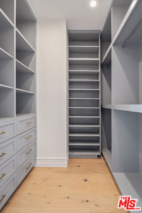 spacious closet featuring light wood-type flooring