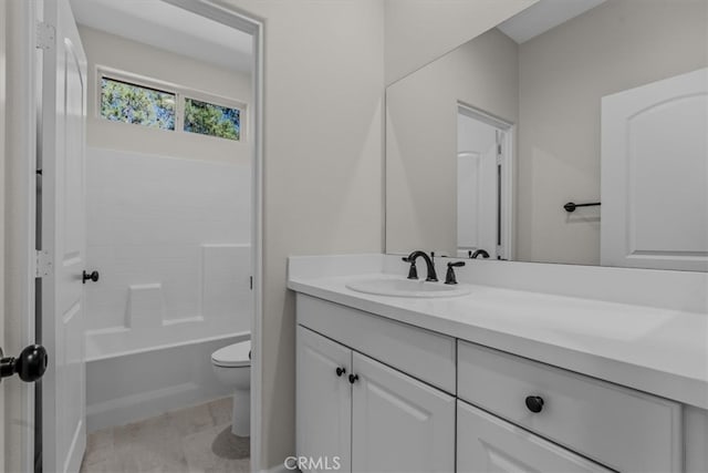 full bathroom featuring vanity, toilet, and shower / bath combination