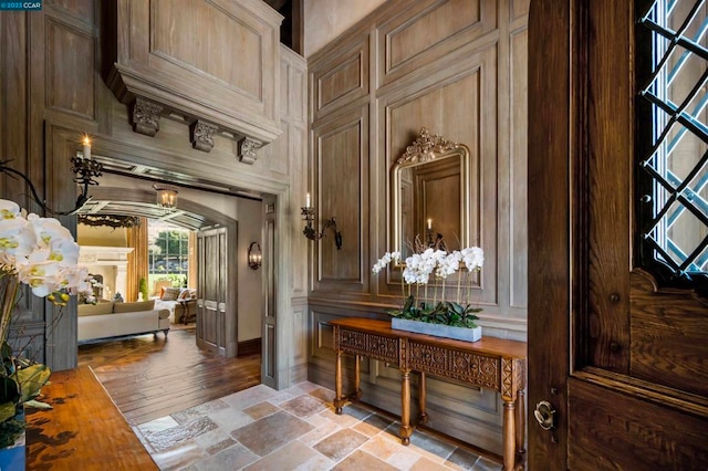 foyer entrance featuring light tile floors