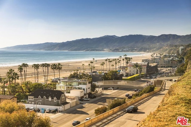 property view of mountains with a beach view and a water view