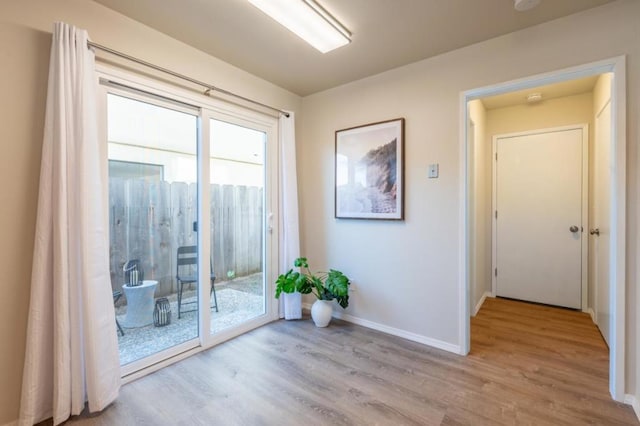 interior space with light hardwood / wood-style flooring