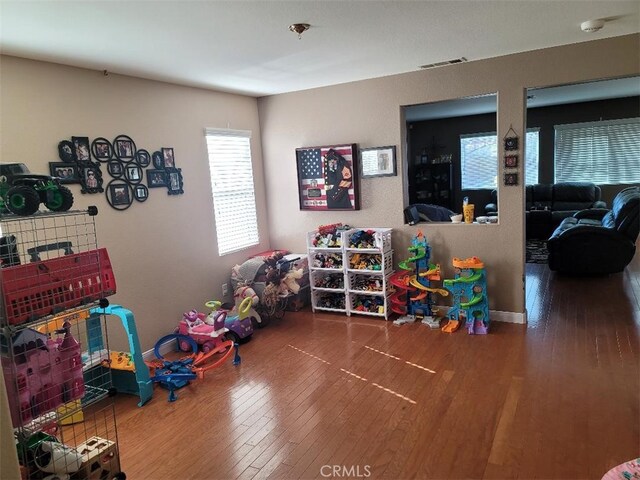 rec room featuring wood-type flooring