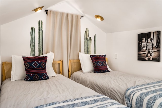 bedroom with vaulted ceiling