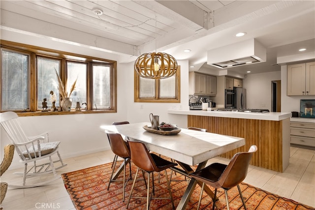 view of tiled dining room