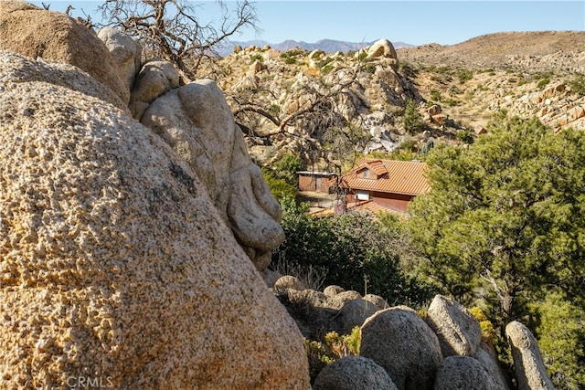 exterior space featuring a mountain view