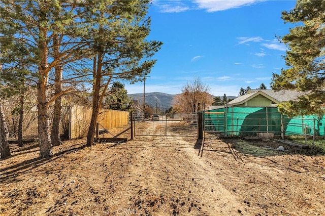 view of yard featuring a mountain view