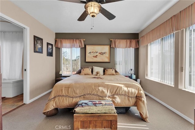 bedroom with carpet and ceiling fan