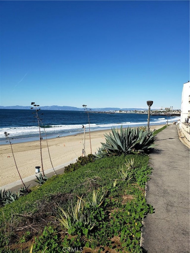 view of water feature featuring a view of the beach