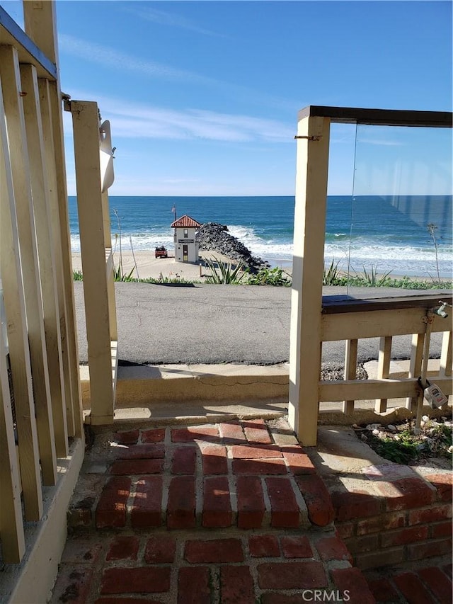 property view of water with a beach view