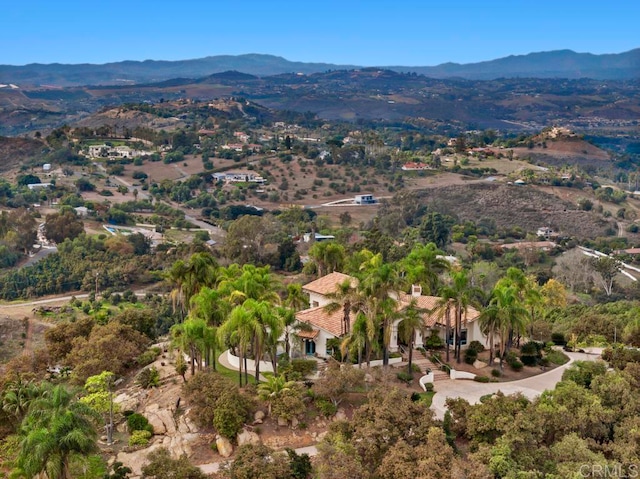 aerial view with a mountain view