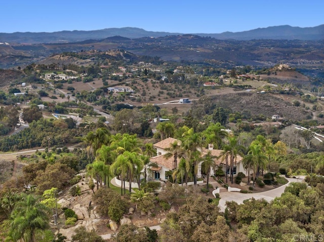aerial view with a mountain view