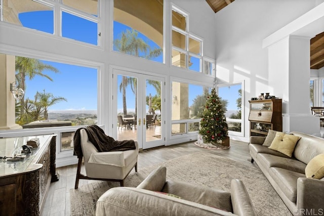 sunroom with french doors