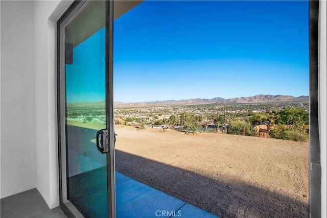 exterior space featuring a mountain view