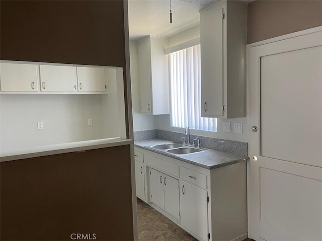 kitchen with sink and white cabinetry