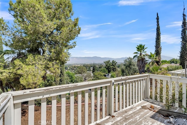 deck featuring a mountain view