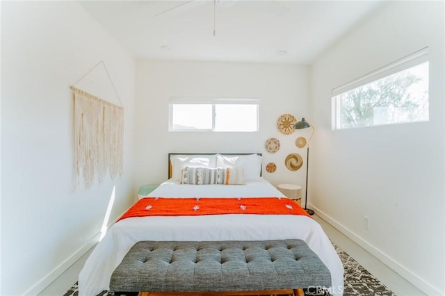 bedroom featuring ceiling fan