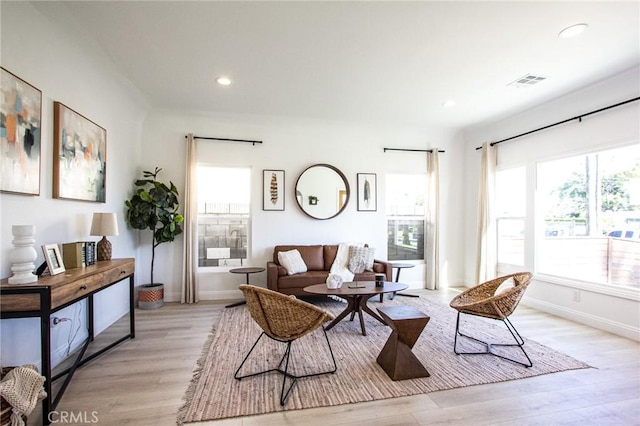 living room featuring light hardwood / wood-style flooring