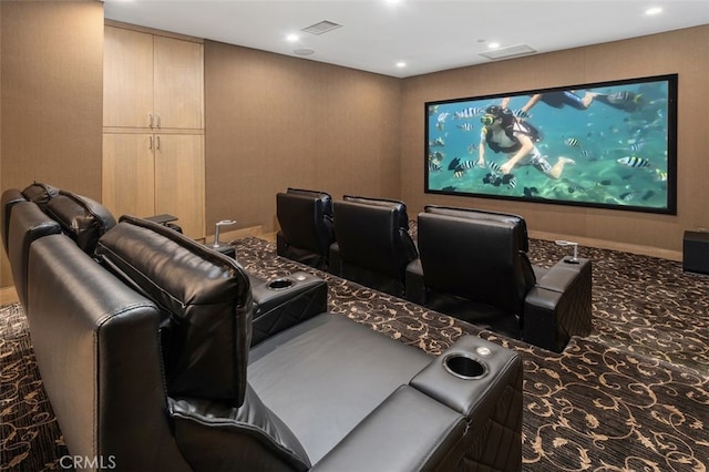 view of carpeted home theater