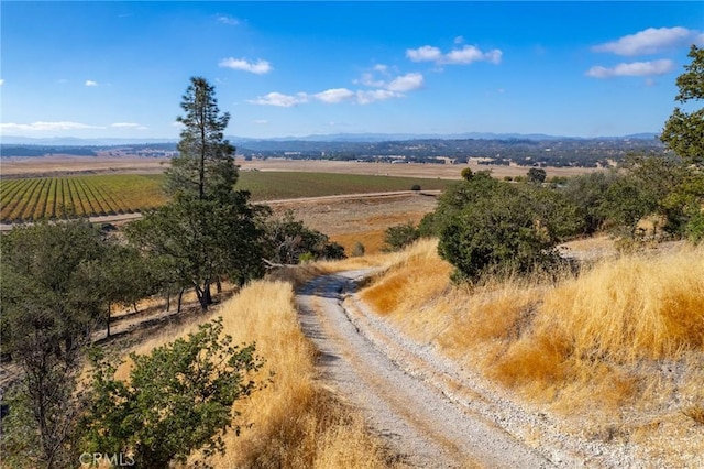 birds eye view of property with a rural view