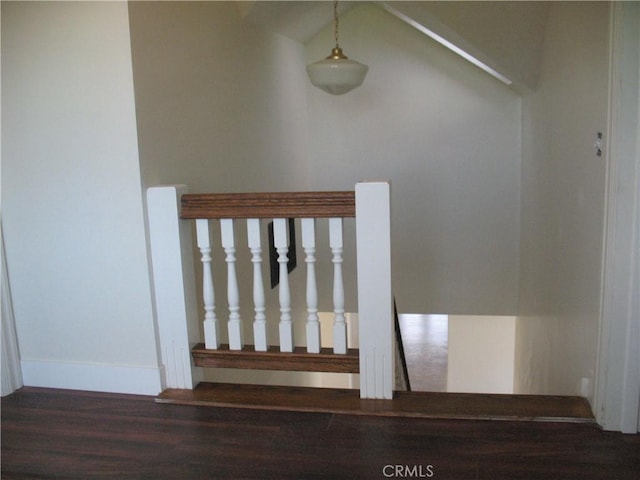 staircase featuring wood-type flooring