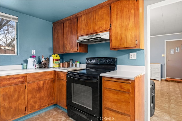 kitchen with black / electric stove