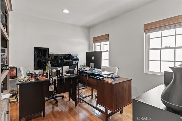 office space featuring hardwood / wood-style flooring