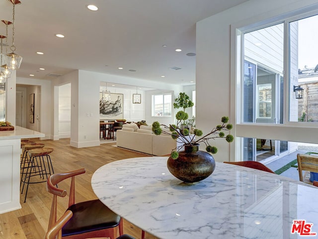 dining area featuring light hardwood / wood-style flooring