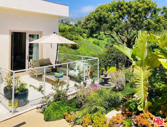 balcony with a mountain view