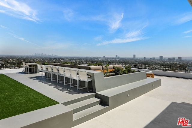 view of patio / terrace with a bar