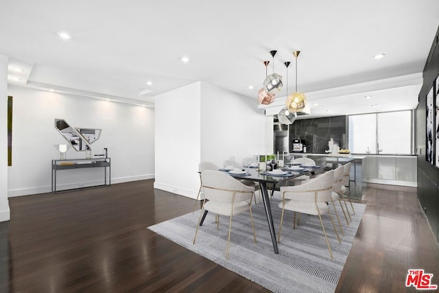 dining space featuring dark hardwood / wood-style floors