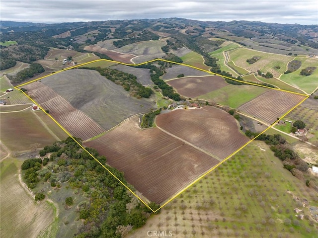 birds eye view of property with a rural view