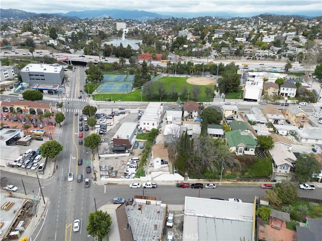 bird's eye view with a mountain view