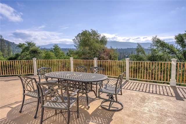 view of patio featuring a mountain view