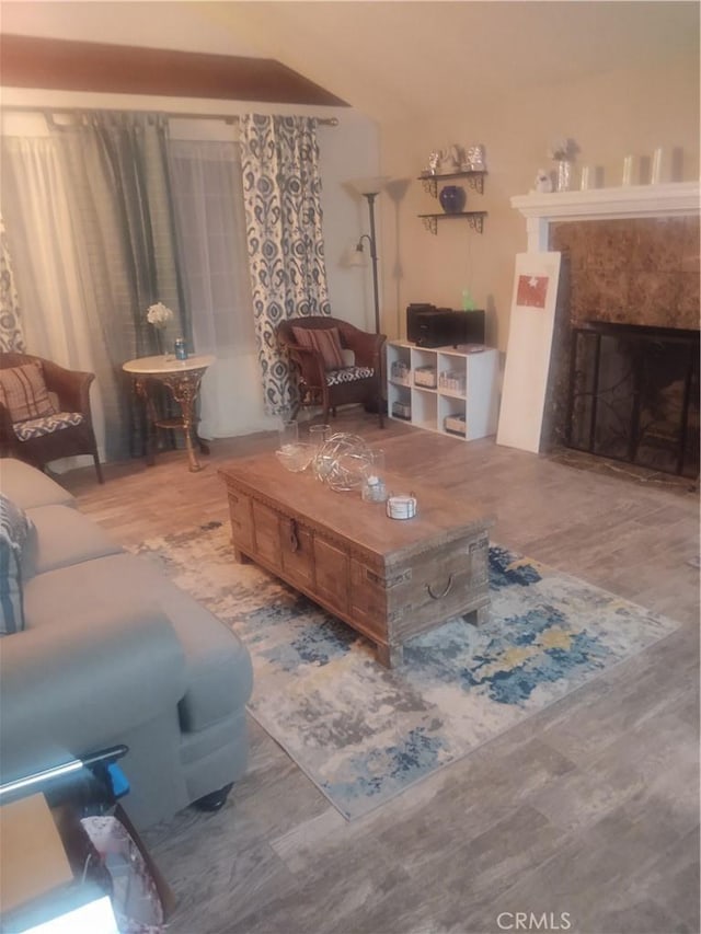 living room with wood-type flooring