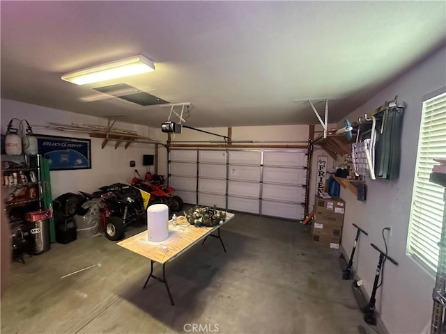 garage with a garage door opener