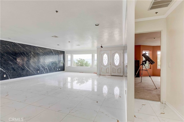 foyer entrance featuring french doors