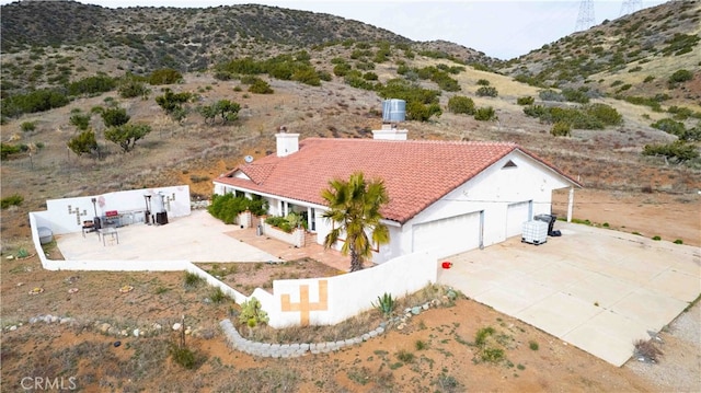 aerial view featuring a mountain view