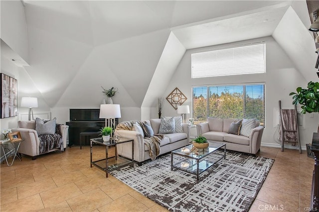 view of tiled living room