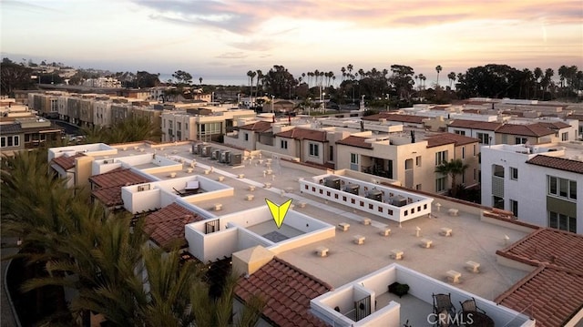 view of aerial view at dusk