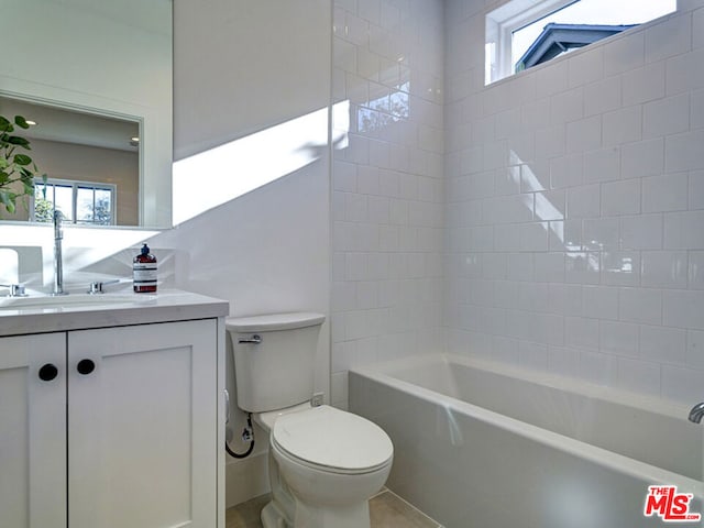 full bathroom with vanity, shower / bathing tub combination, and toilet