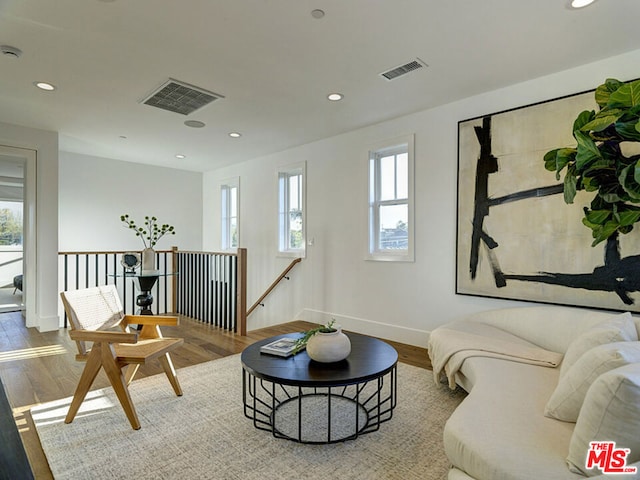 living room with light wood-type flooring