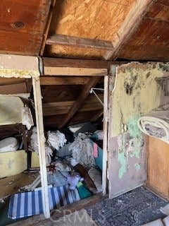 view of unfinished attic