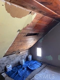 view of unfinished attic