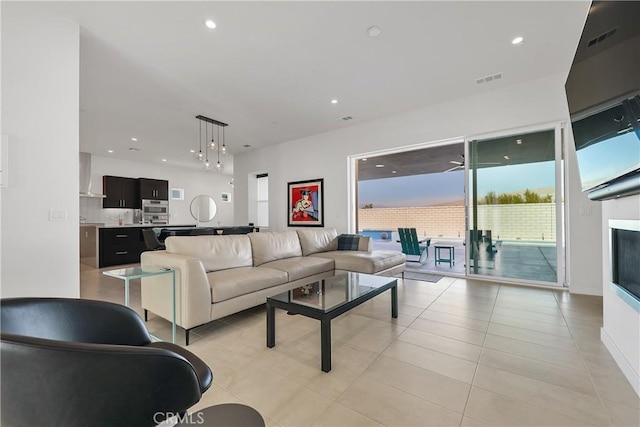 view of tiled living room