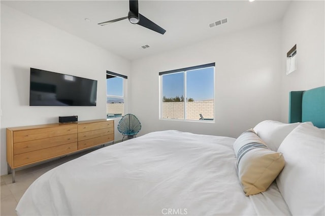 bedroom featuring ceiling fan