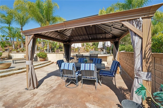 view of patio featuring a gazebo